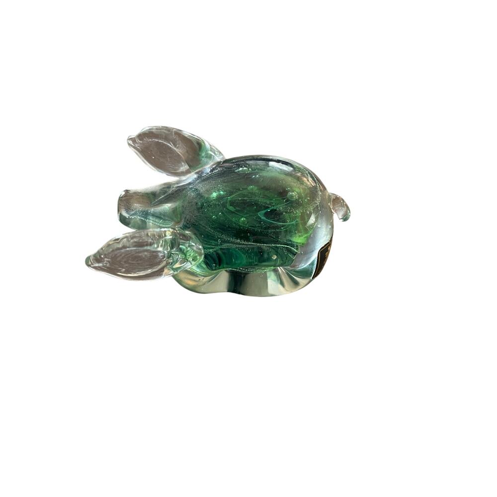 Green Swirled Art Glass Pig by Kerry Glass 1970's